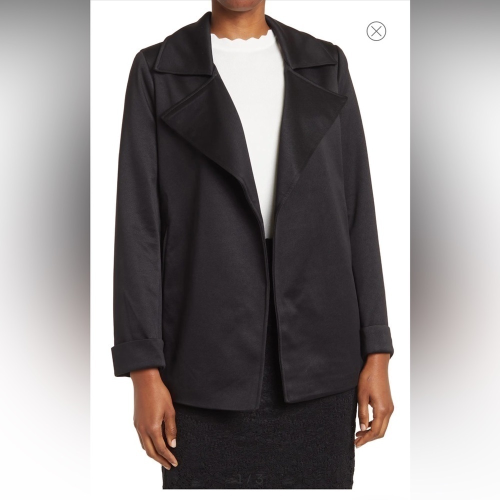 NWT Adrianna Papell Drape Front Blazer Lagenlook Work Office Preppy Bosswear Med